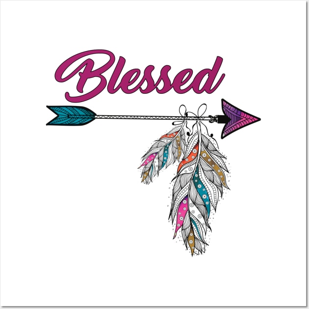 Arrow Blessed Feathers Wall Art by creativegraphics247